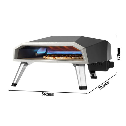 GGM Gastro Portable Outdoor Gas Pizza Oven - Single Deck - Refractory Stone Deck - for Ø 40cm (39.9 cm) pizza - Black - up to 500°C - incl. Waterproof Carry Bag