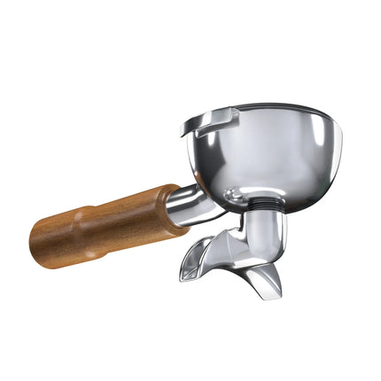 GGM Gastro Portafilter - "2-Way Spout" - Stainless Steel - Ø 58.8mm - wooden handle - ergonomic - for Allegro, Eminence, Grace & Suprema