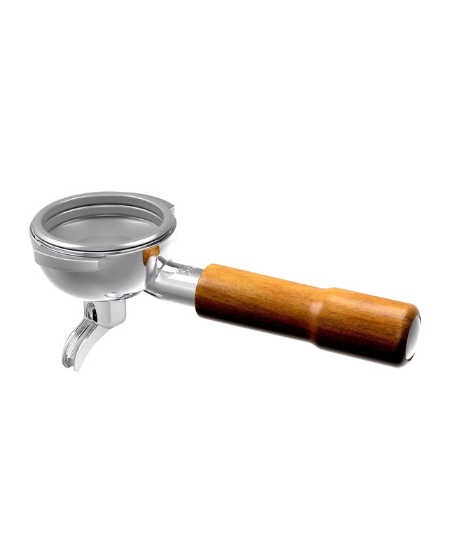 GGM Gastro Portafilter - "Single Spout" - Stainless Steel - Ø 58.8mm - 212x83x77mm - wooden handle - ergonomic - for Allegro, Eminence, Grace & Suprema