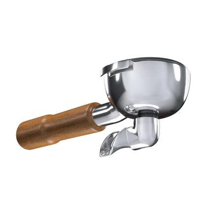 GGM Gastro Portafilter - "Single Spout" - Stainless Steel - Ø 58.8mm - 212x83x77mm - wooden handle - ergonomic - for Allegro, Eminence, Grace & Suprema