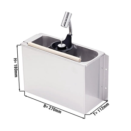 GGM Gastro Portioner & Spatula Rinse - 270x112x180mm with integrated backflow preventer & integrated sieve insert - Stainless Steel - CNS