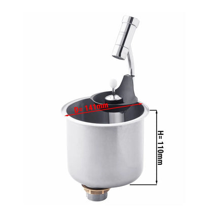GGM Gastro Portioning Rinse 141x141x110mm WATERSTOP with integrated automatic water stop with integrated backflow preventer & integrated flow regulator incl. sieve plate incl. sieve insert