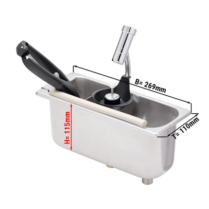 GGM Gastro Portioning Rinse 269x110x115mm WATERSTOP with integrated automatic water stop with integrated backflow preventer & integrated flow regulator - Stainless Steel - CNS - 1 bottom opening