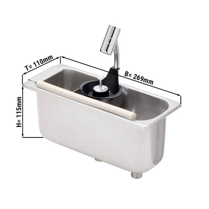 GGM Gastro Portioning Rinse 269x110x115mm with integrated backflow preventer - Stainless Steel - CNS - bottom openings