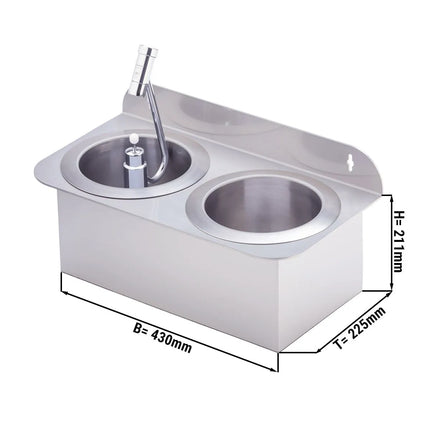GGM Gastro Portioning Rinse 430x225x211mm WATERSTOP with integrated automatic water stop with integrated backflow preventer & integrated flow regulator incl. sieve insert - Stainless Steel - CNS - 1 bottom opening