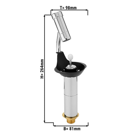 GGM Gastro Portioning Rinse WATERSTOP 81x98x264mm with integrated automatic water stop with integrated backflow preventer & integrated flow regulator incl. sieve plate