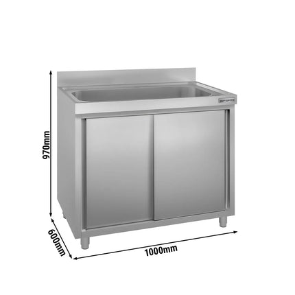 GGM Gastro Pot washing cabinet - 1000x600mm - with 1 basin W800xD400mm