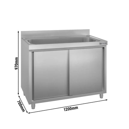 GGM Gastro Pot washing cabinet - 1200x700mm - with 1 basin W1000xD500mm