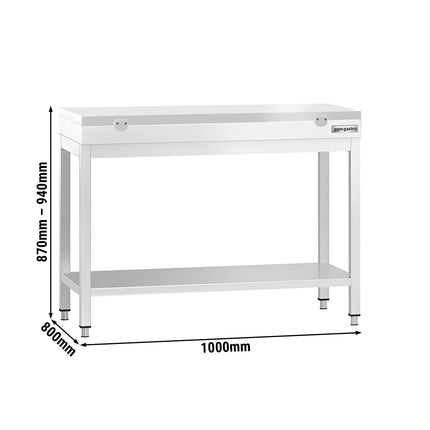 GGM Gastro PREMIUM stainless steel worktable - 1000x800mm - with base incl. cutting plate