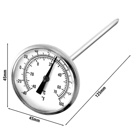 GGM Gastro Probe Thermometer - Ø 45mm - Stainless Steel - Insertion Depth: 125mm - -40°C to 70°C