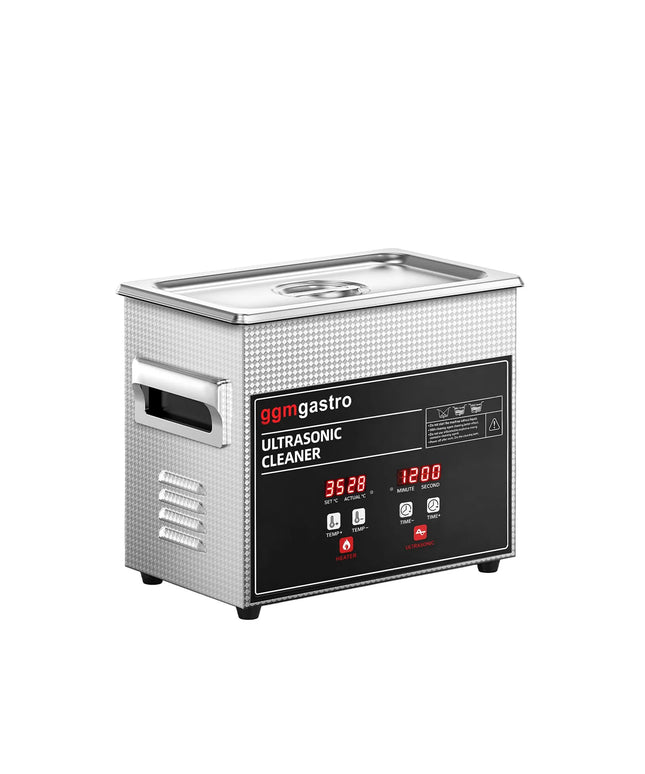 GGM Gastro Professional Ultrasonic Cleaner - 3.2L - 120W Ultrasonic Power - 40kHz - Digital - with Heater - Degas