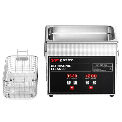 GGM Gastro Professional Ultrasonic Cleaner - 3.2L - 120W Ultrasonic Power - 40kHz - Digital - with Heater - Degas