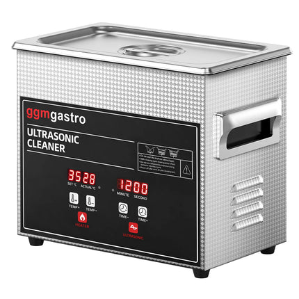 GGM Gastro Professional Ultrasonic Cleaner - 3.2L - 120W Ultrasonic Power - 40kHz - Digital - with Heater - Degas