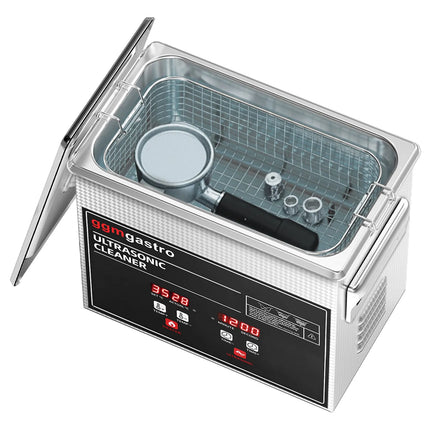 GGM Gastro Professional Ultrasonic Cleaner - 3.2L - 120W Ultrasonic Power - 40kHz - Digital - with Heater - Degas