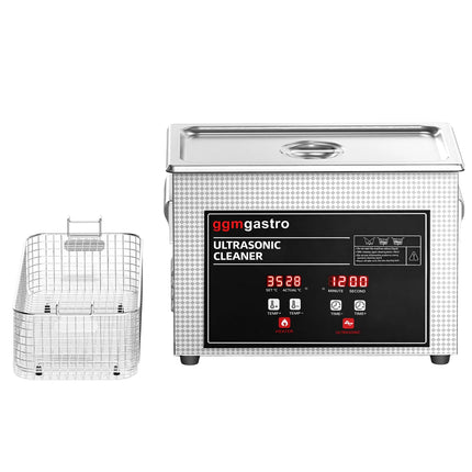 GGM Gastro Professional Ultrasonic Cleaner - 4.5L - 180W Ultrasonic Power - 40kHz - Digital - with Heater - Degas