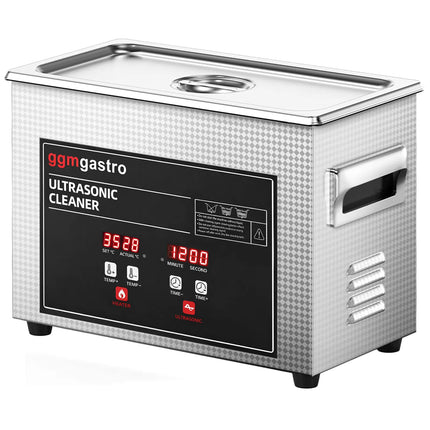 GGM Gastro Professional Ultrasonic Cleaner - 4.5L - 180W Ultrasonic Power - 40kHz - Digital - with Heater - Degas