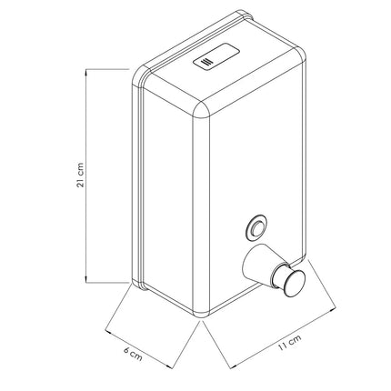GGM Gastro Push-Button Soap Dispenser - 1000ml - Stainless steel - wall mounted, manual, push-button, refillable reservoir
