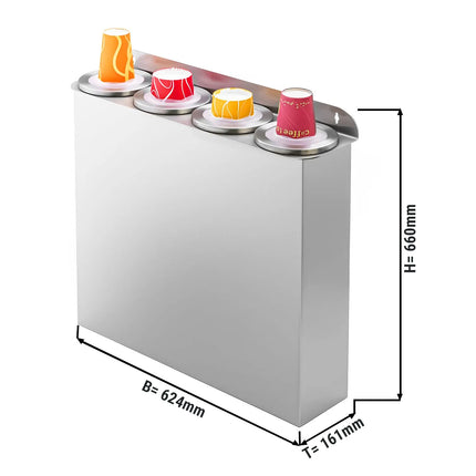 GGM Gastro Quadruple Cup Dispenser - Plastic - Wall-Mounted Version - with 4 dispensers