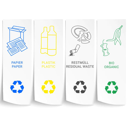 GGM Gastro Recycling station - 2-Stream - 2 compartments of 25L each - 50L - 720(H)x500(W)x250(D)mm - with wheels (4, 2 lockable), inner buckets, colour-coded labels - Stainless steel