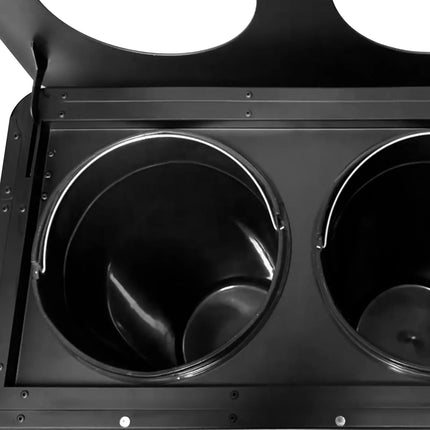 GGM Gastro Recycling station - 3-Stream - 3 compartments of 25L each - 75L - 640(H)x960(W)x360(D)mm - with wheels (2 with brakes), removable inner bins, labels for Paper/Plastic/General waste & Bio - Black - steel body with polypropylene inner bins