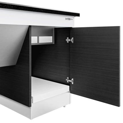 GGM Gastro Refrigerated Buffet Display Counter DUBLIN - 1600mm -  with Refrigerated Frost Top + Flat Glass Sneeze Guard - on Castors - Black