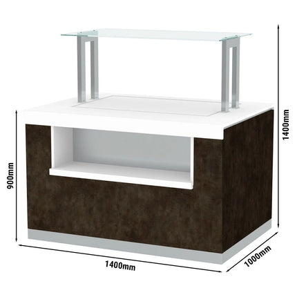 GGM Gastro Refrigerated Buffet Display Counter  PRAGUE - 1400mm - with Refrigerated Frost Top - on Castors