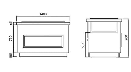 GGM Gastro Refrigerated Buffet Display Counter  PRAGUE - 1400mm - with Refrigerated Well + Flat Glass Sneeze Guard - on Castors - for 3x GN 1/1