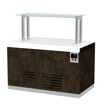 GGM Gastro Refrigerated Buffet Display Counter  PRAGUE - 1400mm - with Refrigerated Frost Top - on Castors