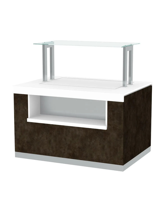 GGM Gastro Refrigerated Buffet Display Counter PRAGUE - 1700mm - with Refrigerated Frost Top + Flat Glass Sneeze Guard - on Castors