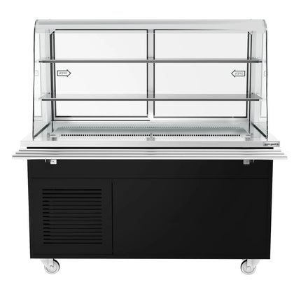 GGM Gastro Refrigerated Buffet Display PRAGUE - 1600mm - with Refrigerated Well - on Braked Castors - Black