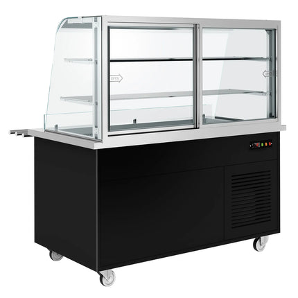 GGM Gastro Refrigerated Buffet Display PRAGUE - 1600mm - with Refrigerated Well - on Braked Castors - Black