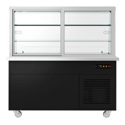 GGM Gastro Refrigerated Buffet Display PRAGUE - 1600mm - with Refrigerated Well - on Braked Castors - Black