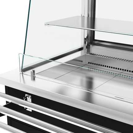 GGM Gastro Refrigerated Buffet Display PRAGUE - 1600mm - with Refrigerated Well - on Braked Castors - Black