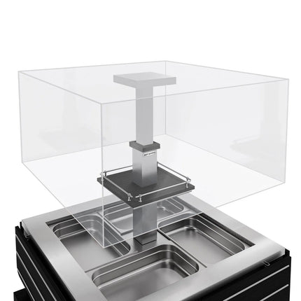 GGM Gastro Refrigerated Salad Bar DUBLIN - 1700mm - with Refrigerated Well + Angled Glass Sneeze Guard - on Castors - for 4x GN 1/1 - Black