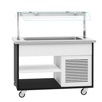 GGM Gastro Refrigerated Salad Bar Trolley DANZIG - 1300mm - for 3x GN 1/1 - Mobile - with Gantry - with Sneeze Screen