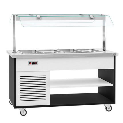 GGM Gastro Refrigerated Salad Bar Trolley DANZIG - 1600mm - for 4x GN 1/1 - Mobile - with Gantry - with Sneeze Screen