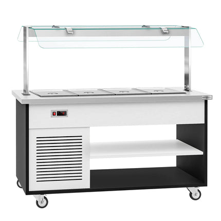 GGM Gastro Refrigerated Salad Bar Trolley DANZIG - 1600mm - for 4x GN 1/1 - Mobile - with Gantry - with Sneeze Screen