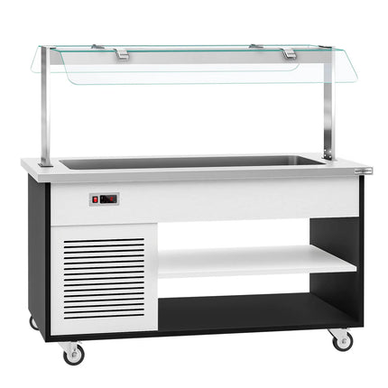 GGM Gastro Refrigerated Salad Bar Trolley DANZIG - 1600mm - for 4x GN 1/1 - Mobile - with Gantry - with Sneeze Screen