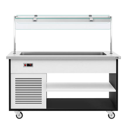 GGM Gastro Refrigerated Salad Bar Trolley DANZIG - 1600mm - for 4x GN 1/1 - Mobile - with Gantry - with Sneeze Screen