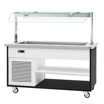 GGM Gastro Refrigerated Salad Bar Trolley DANZIG - 1600mm - for 4x GN 1/1 - Mobile - with Gantry - with Sneeze Screen