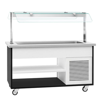 GGM Gastro Refrigerated Salad Bar Trolley DANZIG - 1600mm - for 4x GN 1/1 - Mobile - with Gantry - with Sneeze Screen