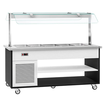 GGM Gastro Refrigerated Salad Bar Trolley DANZIG - 1900mm - for 5x GN 1/1 - Mobile - with Gantry - with Sneeze Screen