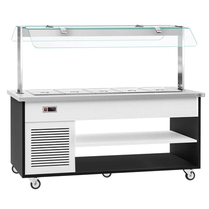 GGM Gastro Refrigerated Salad Bar Trolley DANZIG - 1900mm - for 5x GN 1/1 - Mobile - with Gantry - with Sneeze Screen