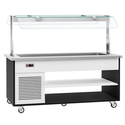 GGM Gastro Refrigerated Salad Bar Trolley DANZIG - 1900mm - for 5x GN 1/1 - Mobile - with Gantry - with Sneeze Screen