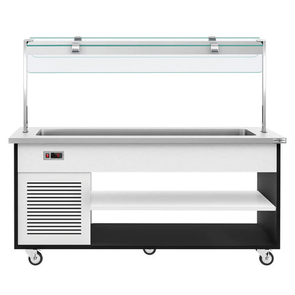 GGM Gastro Refrigerated Salad Bar Trolley DANZIG - 1900mm - for 5x GN 1/1 - Mobile - with Gantry - with Sneeze Screen