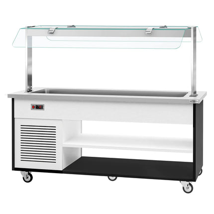 GGM Gastro Refrigerated Salad Bar Trolley DANZIG - 1900mm - for 5x GN 1/1 - Mobile - with Gantry - with Sneeze Screen