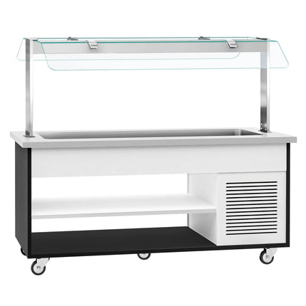 GGM Gastro Refrigerated Salad Bar Trolley DANZIG - 1900mm - for 5x GN 1/1 - Mobile - with Gantry - with Sneeze Screen