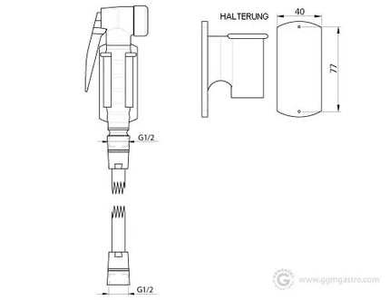GGM Gastro Rinse spray gun - wall-mounted - with wall bracket included
