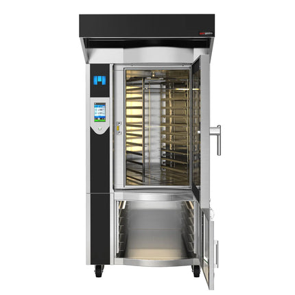 GGM Gastro Rotary Commercial Bakery Convection Oven with Steam Injection - Touchscreen Controls - 1 Baking Chambers - 10x 600x400mm (EN 60x40) - with Prover Cabinet & with Hood