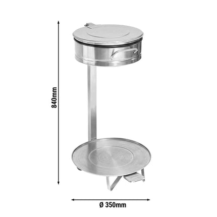 GGM Gastro Sack holder - Free-standing - 80L - Ø450x840mm - with foot pedal, slow-closing lid, bag ring - Stainless steel